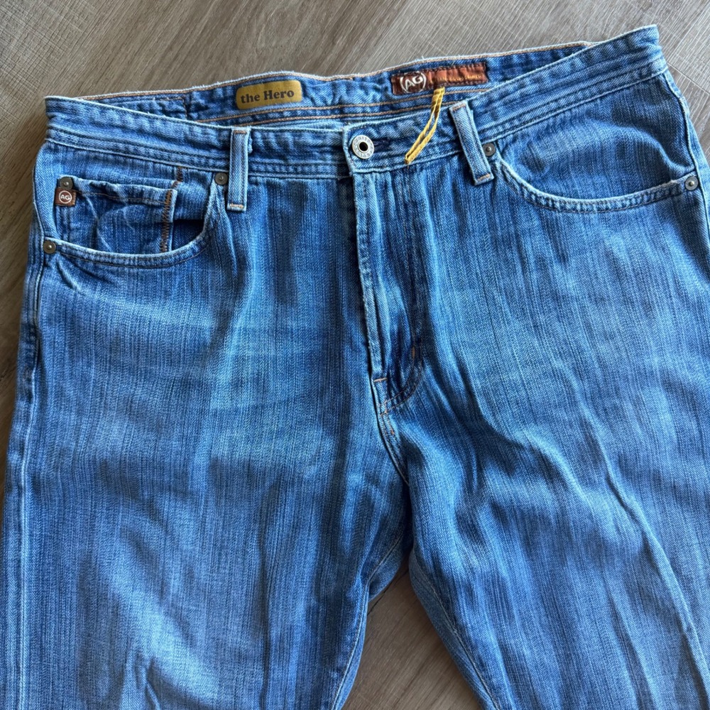 AG Adriano Goldschmied The Hero Relaxed Straight Jeans Blue 36x34 Made in USA